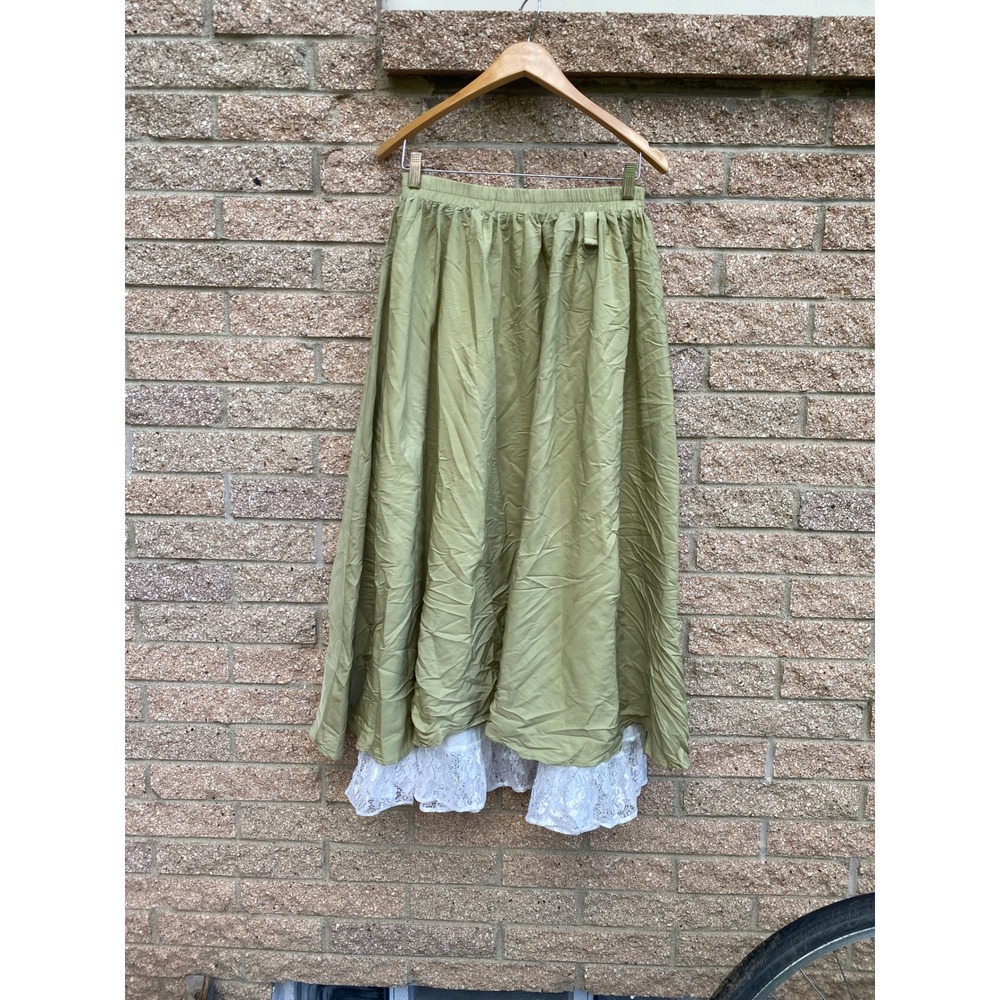 Scarlet Darkness Maxi Skirt Lace Trim Petticoat Medium Green Prairie Goth Fairy - Picture 2 of 7